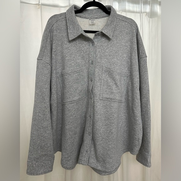 NWOT No Boundaries women’s button down grey fleece shacket/shirt - Picture 1 of 11